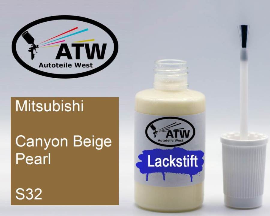 Mitsubishi, Canyon Beige Pearl, S32: 20ml Lackstift, von ATW Autoteile West.